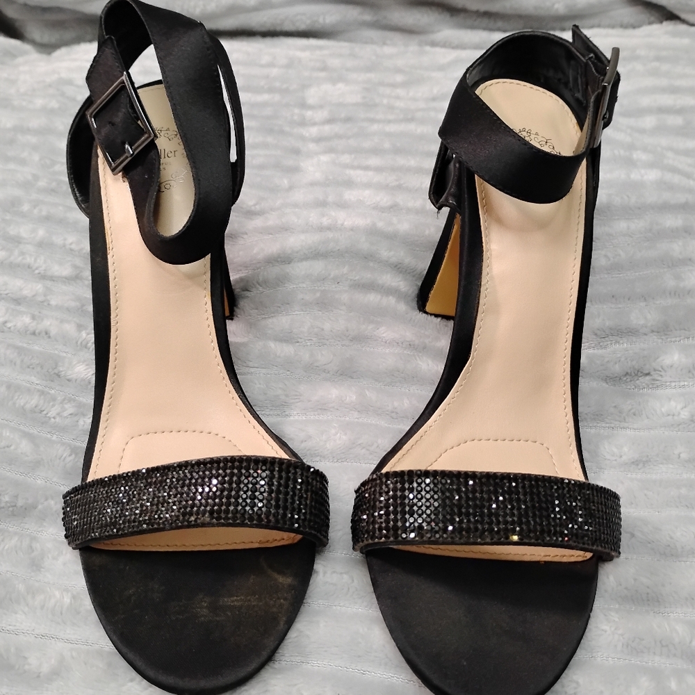 black heels I. miller size 6m ankle strap jewels Sandals Prom Formal Open Toe